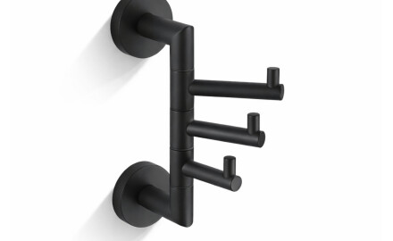 CLASSIC – Håndklædekrog / tredobbelt, bevægelig / mat sort