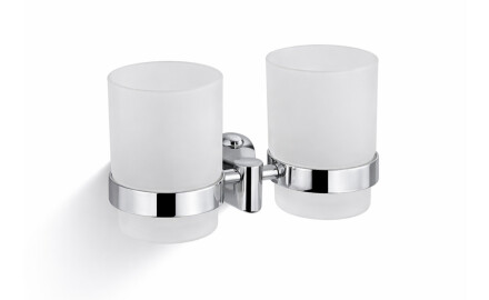 CLASSIC – Holder med to kopper / krom, mat glas