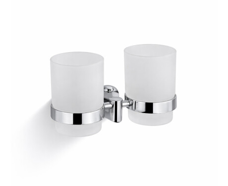 CLASSIC – Holder med to kopper / krom, mat glas