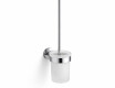 CLASSIC – Hængende toiletbørste / beholder i matglas / krom