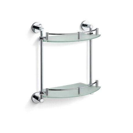 CLASSIC – Halvcirkelformet dobbelt hylde / krom, mat glas #1
