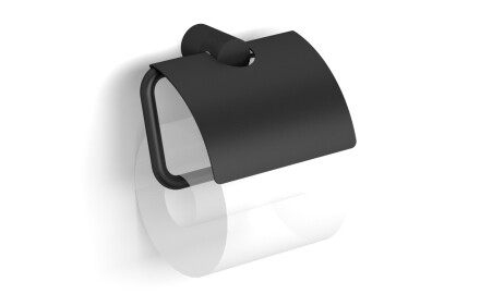 MEGAN – Toiletpapirholder / med beskyttelsesdæksel / mat sort