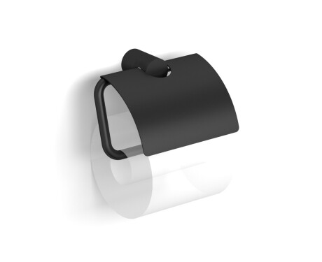 MEGAN – Toiletpapirholder / med beskyttelsesdæksel / mat sort