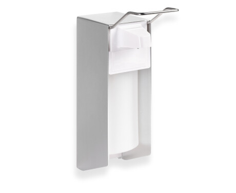 Dispenser til desinfektionsvæske, 0,5 l, med albuebetjening / Mat aluminium