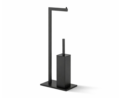Stativ til toiletpapir og toiletbørste / rektangulært profil og fod / mat sort