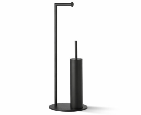 Stativ til toiletpapir og toiletbørste / rund profil og fod / mat sort