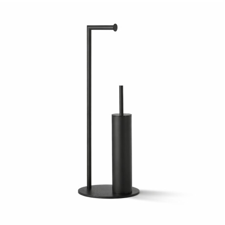Stativ til toiletpapir og toiletbørste / rund profil og fod / mat sort #1