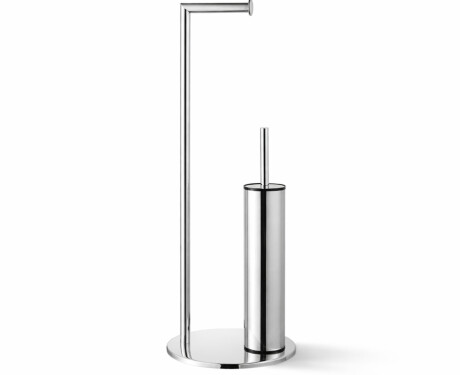 Stativ til toiletpapir og toiletbørste / rund profil og rund fod / poleret stål