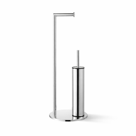 Stativ til toiletpapir og toiletbørste / rund profil og rund fod / poleret stål #1