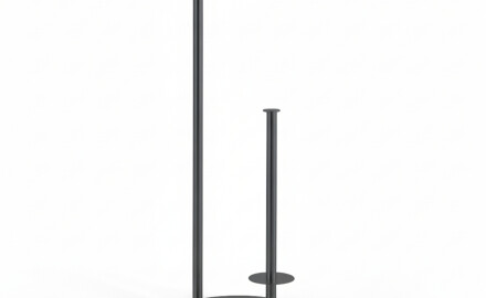 Toiletpapirholder + ekstra ruller / rund profil og fod / mat sort