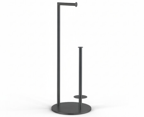 Toiletpapirholder + ekstra ruller / rund profil og fod / mat sort