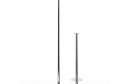 Toiletpapirholder + ekstra ruller / rund profil og fod / poleret stål