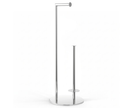 Toiletpapirholder + ekstra ruller / rund profil og fod / poleret stål