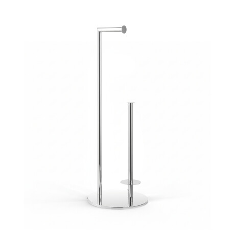 Toiletpapirholder + ekstra ruller / rund profil og fod / poleret stål #1