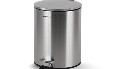BUDGET rund fodbetjent skraldespand, 5 L, soft close / rustfrit stål, satinfinish