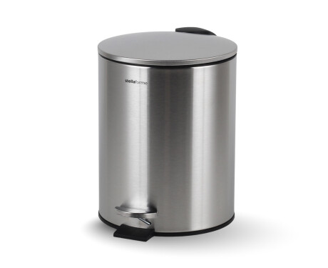 BUDGET rund fodbetjent skraldespand, 5 L, soft close / rustfrit stål, satinfinish