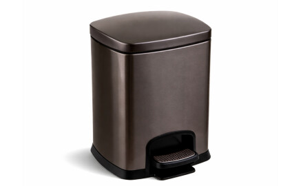 PREMIUM rektangulær fodbetjent skraldespand, 5 L, soft close / grafit metallic