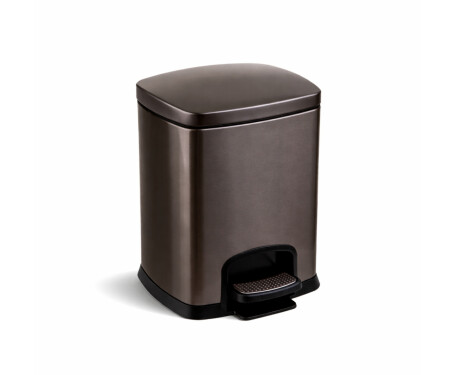 PREMIUM rektangulær fodbetjent skraldespand, 5 L, soft close / grafit metallic