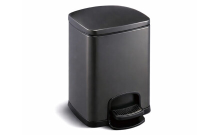 PREMIUM rektangulær skraldespand med fodpedal, 5 L, soft close / mat sort
