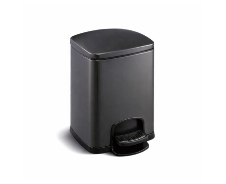 PREMIUM rektangulær skraldespand med fodpedal, 5 L, soft close / mat sort