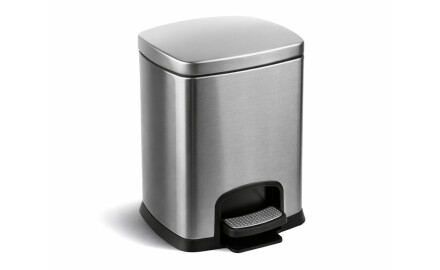 PREMIUM rektangulær skraldespand med fodpedal, 5 L, soft close / rustfrit stål, satinfinish