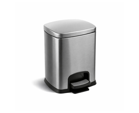 PREMIUM rektangulær skraldespand med fodpedal, 5 L, soft close / rustfrit stål, satinfinish