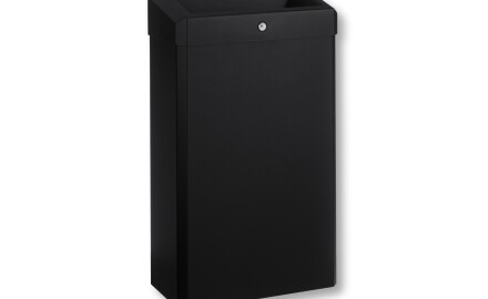 Affaldsspand 30 L med åbent låg, R1-serien / rustfrit stål, mat sort