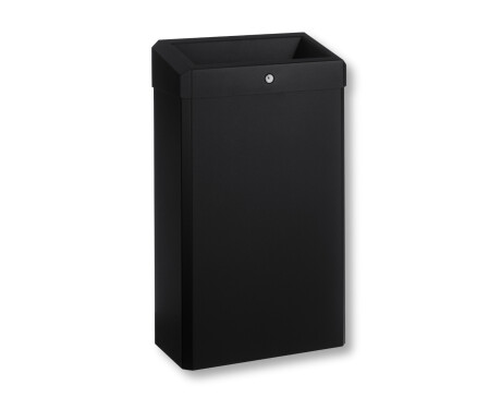 Affaldsspand 30 L med åbent låg, R1-serien / rustfrit stål, mat sort