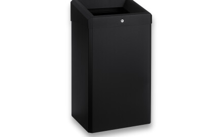 Affaldsspand 49 L med åbent låg, R1-serien / rustfrit stål, mat sort