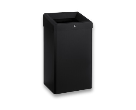 Affaldsspand 49 L med åbent låg, R1-serien / rustfrit stål, mat sort