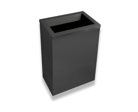 Affaldsspand 50 l, låg med indkaståbning / rustfrit stål, mat sort
