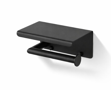 Toiletpapirholder / med hylde / mat sort