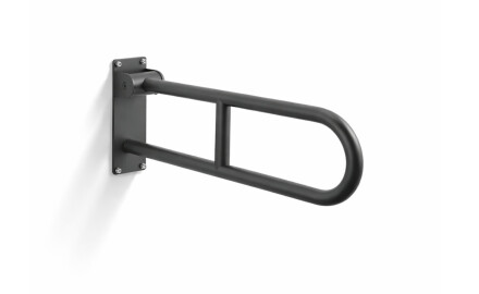 Støttehåndliste til personer med handicap, Ø32, buet og vippbar, STANDARD – 60 cm / rustfrit stål, mat sort