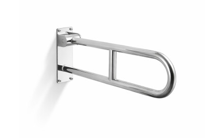 Støttehåndliste til personer med handicap, Ø32, buet og vippbar, STANDARD – 60 cm / poleret rustfrit stål