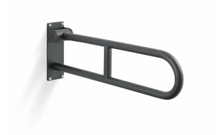 Støttehåndliste til personer med handicap, Ø32, buet og vippbar, STANDARD – 70 cm / rustfrit stål, mat sort