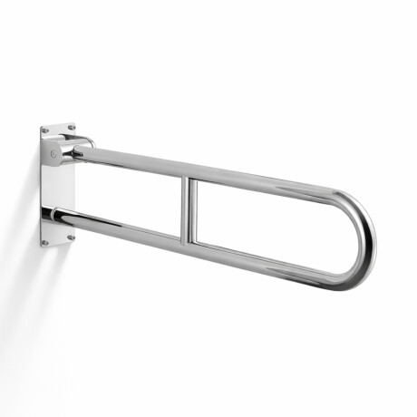 Støttehåndliste til personer med handicap, Ø32, buet og vippbar, STANDARD – 80 cm / poleret rustfrit stål #1