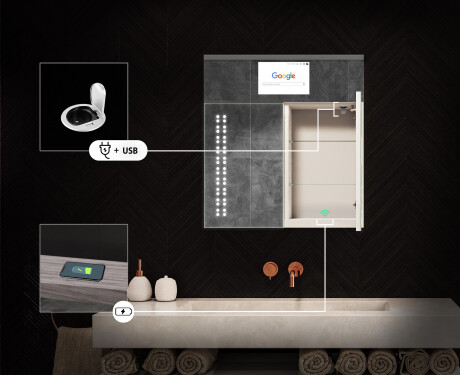 Smart spejlskab til badeværelse med LED - L55 sarah 66,5 x 72cm #7