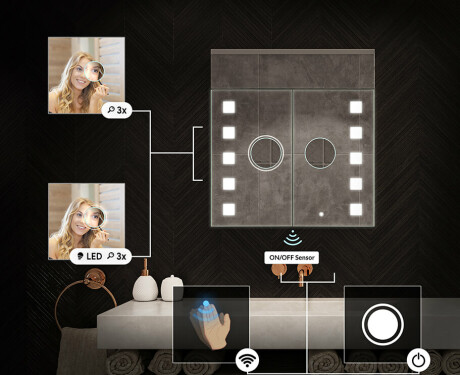 Spejlskab til badeværelse med LED - L03 Emily 66,5 x 72cm #5