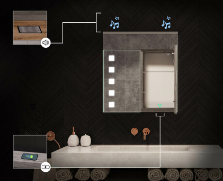 Spejlskab til badeværelse med LED - L03 Emily 66,5 x 72cm #7