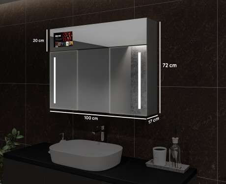 Smart spejlskab til badeværelse med LED - L02 sarah 100 x 72cm #3
