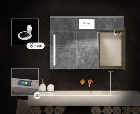 Smart spejlskab til badeværelse med LED - L02 sarah 100 x 72cm #7