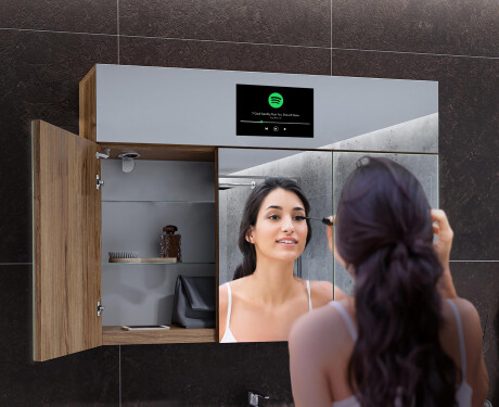 Smart spejlskab til badeværelse med LED - L02 sarah 100 x 72cm #8