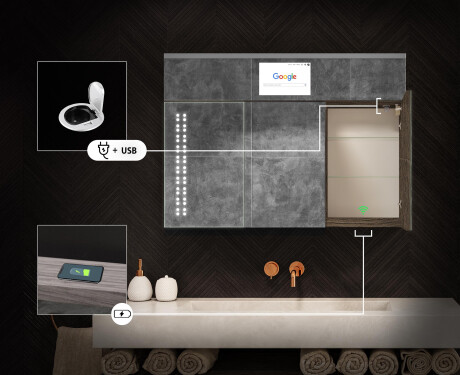 Smart spejlskab til badeværelse med LED - L55 sarah 100 x 72cm #7