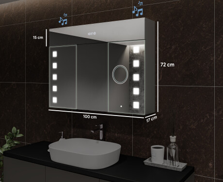 Spejlskab til badeværelse med LED - L03 Emily 100 x 72cm #2