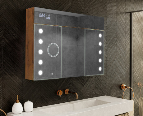 Spejlskab til badeværelse med LED - L06 Emily 100 x 72cm
