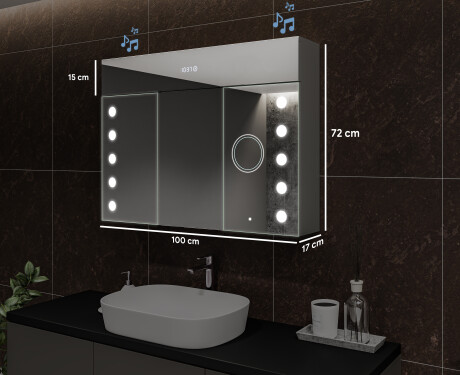 Spejlskab til badeværelse med LED - L06 Emily 100 x 72cm #2