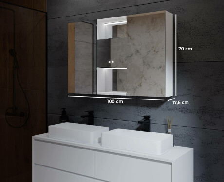 Et lille led-badeværelsesskab - Lisa 100 x 70cm #2