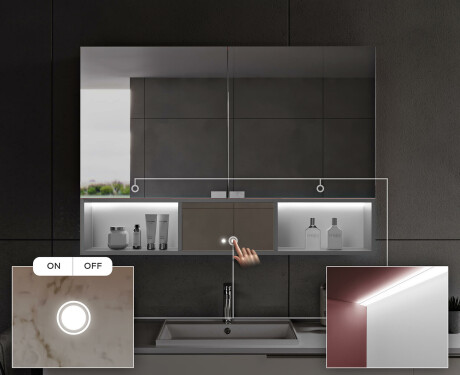 Et lille led-badeværelsesskab Emma - 2-dørs 100 x 72cm #6