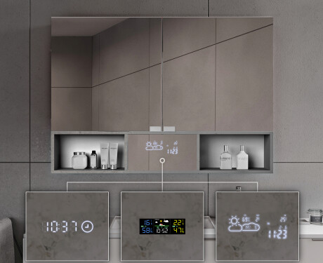 Et lille led-badeværelsesskab Emma - 2-dørs 100 x 72cm #8