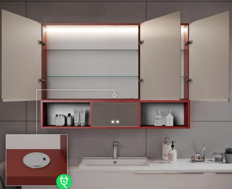 Et lille led-badeværelsesskab Emma - 3-dørs 100 x 72cm #10